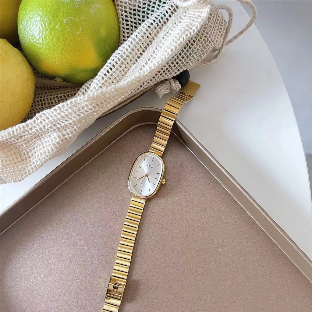 New Gold Vintage Niche High-End Fashion Popular Watch, Small Gold Watch, Women'S Quartz Steel Strip Watch